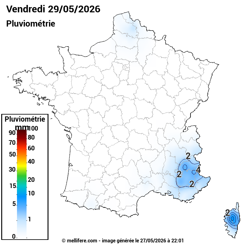 Prévision Pluviométrie 29/05