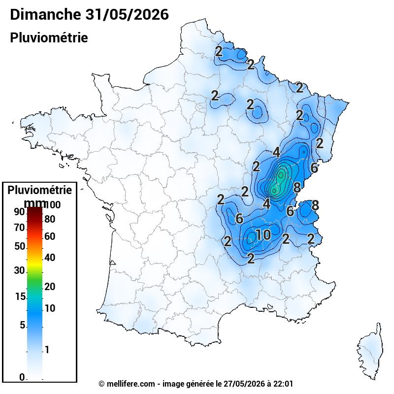 Prévision Pluviométrie 31/05