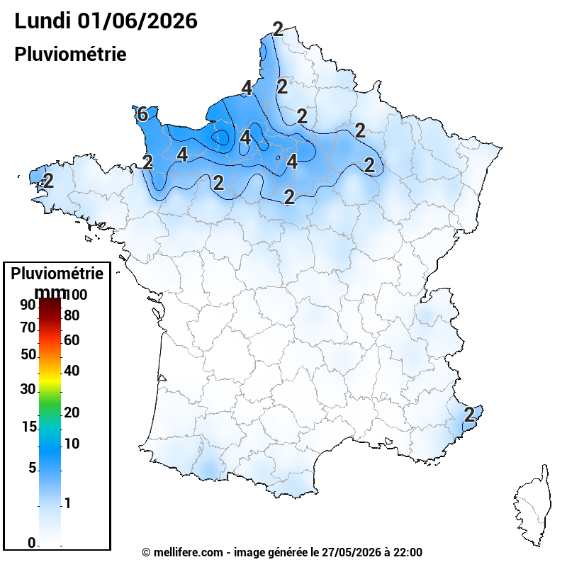 Prévision Pluviométrie 01/06