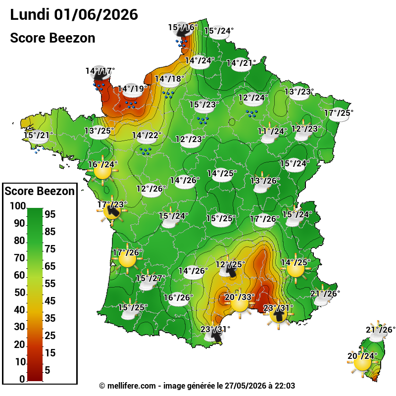 Carte des scores abeilles 01/06