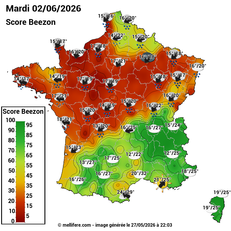 Carte des scores abeilles 02/06