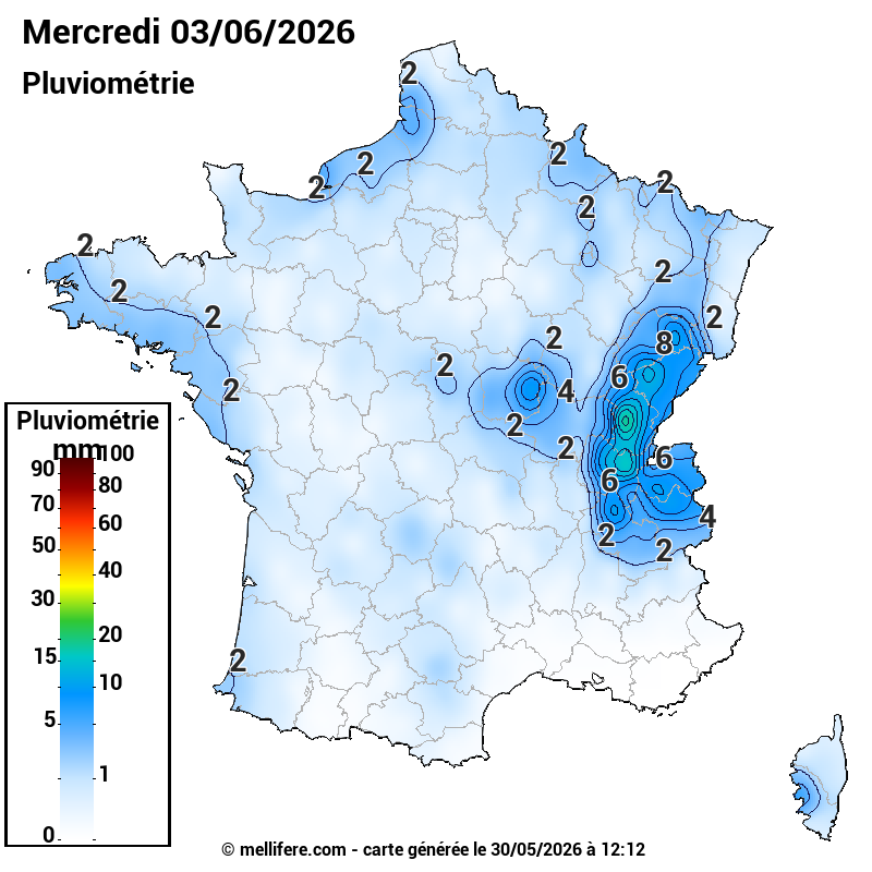 Prévision Pluviométrie 03/06