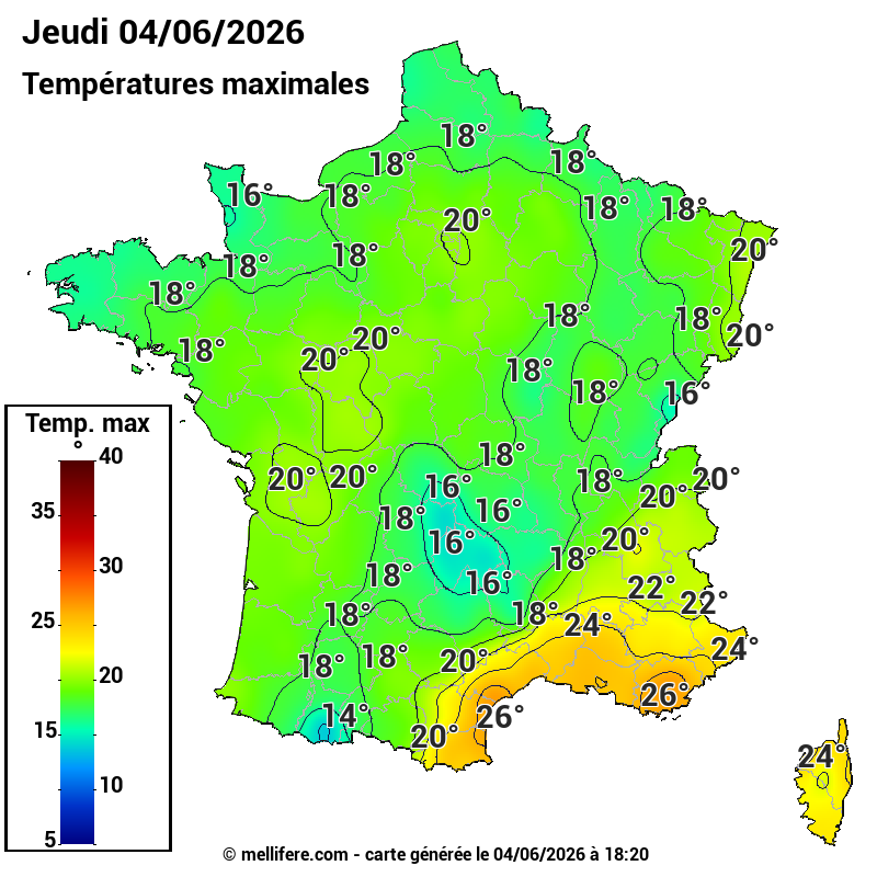 Prévision Températures maxi04/06