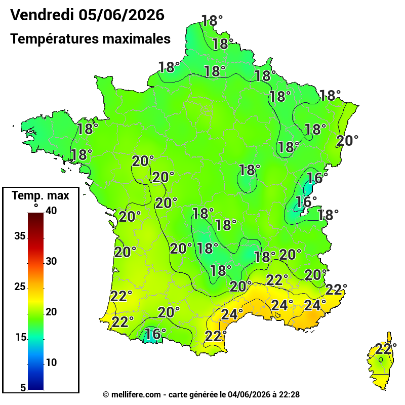 Prévision Températures maxi05/06