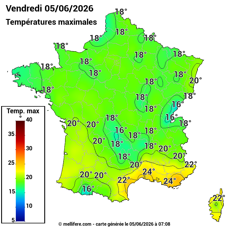 Prévision Températures maxi05/06