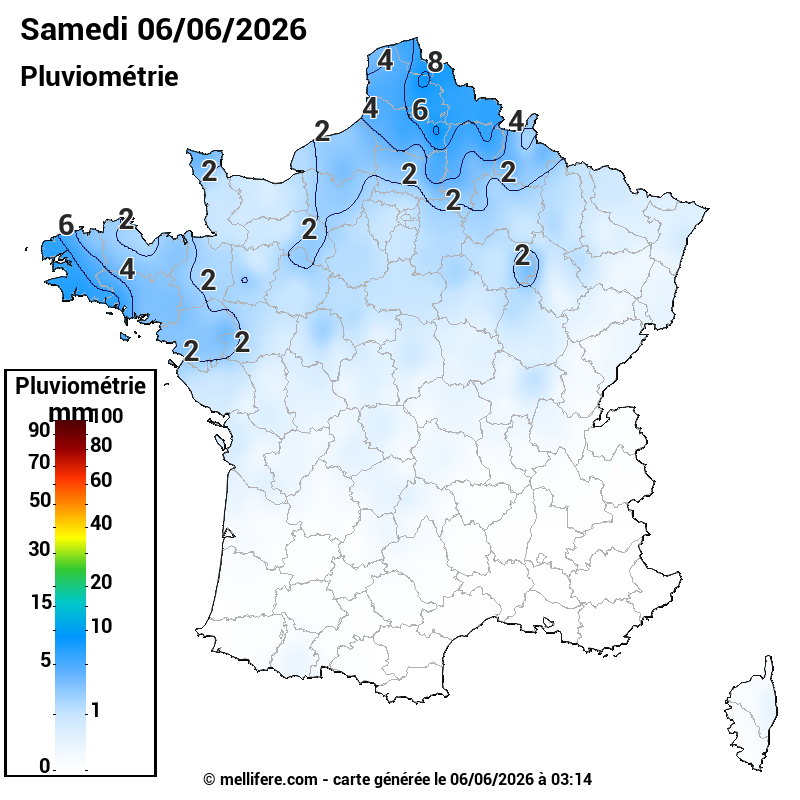 Prévision Pluviométrie 06/06