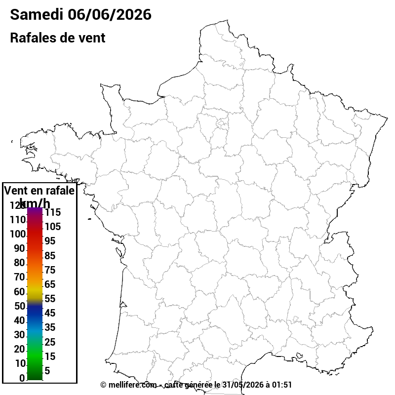Prévision Vents et rafales 06/06