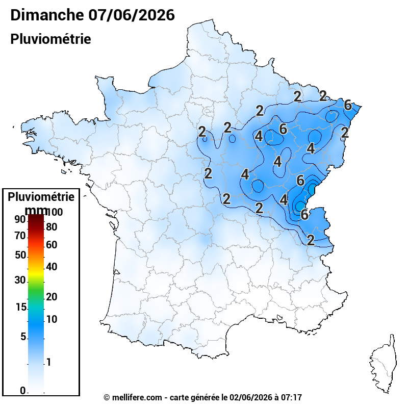 Prévision Pluviométrie 07/06