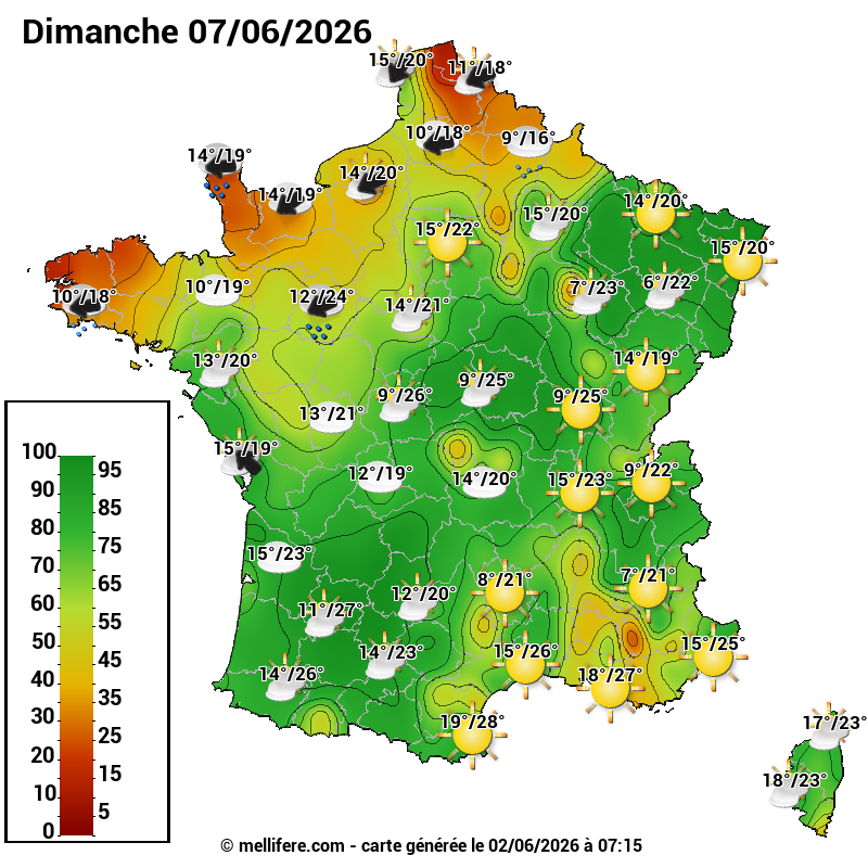 Carte des scores abeilles 07/06