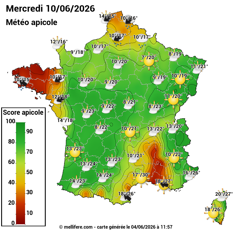 Carte des scores abeilles 10/06