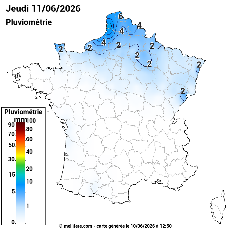 Prévision Pluviométrie 11/06