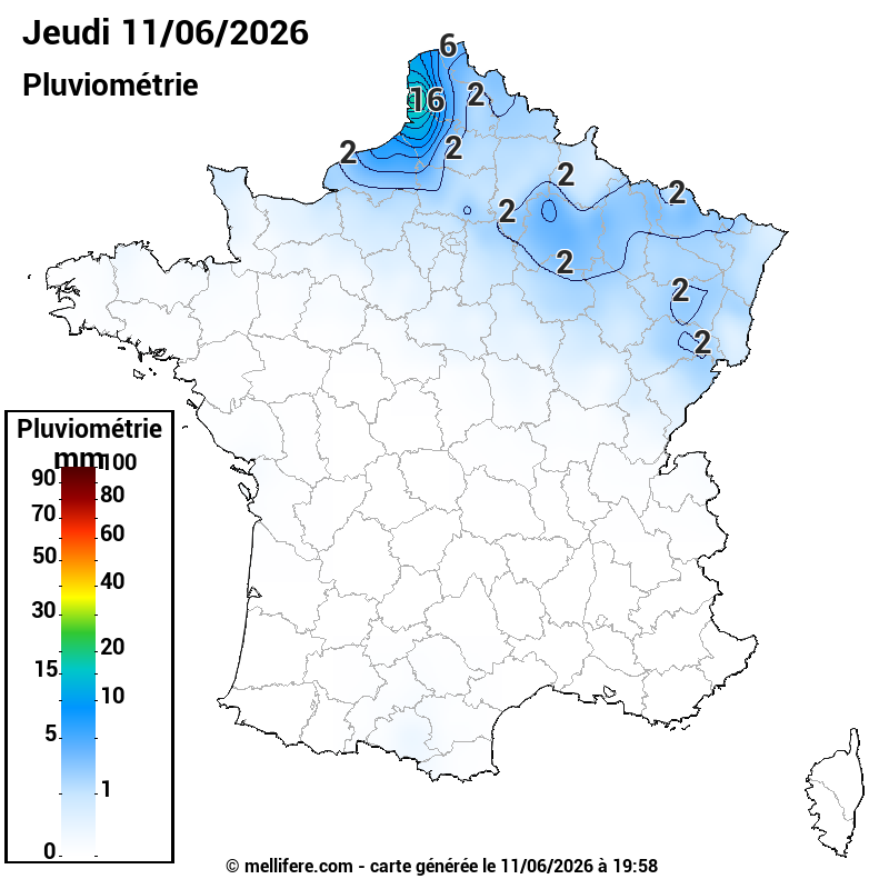 Prévision Pluviométrie 11/06