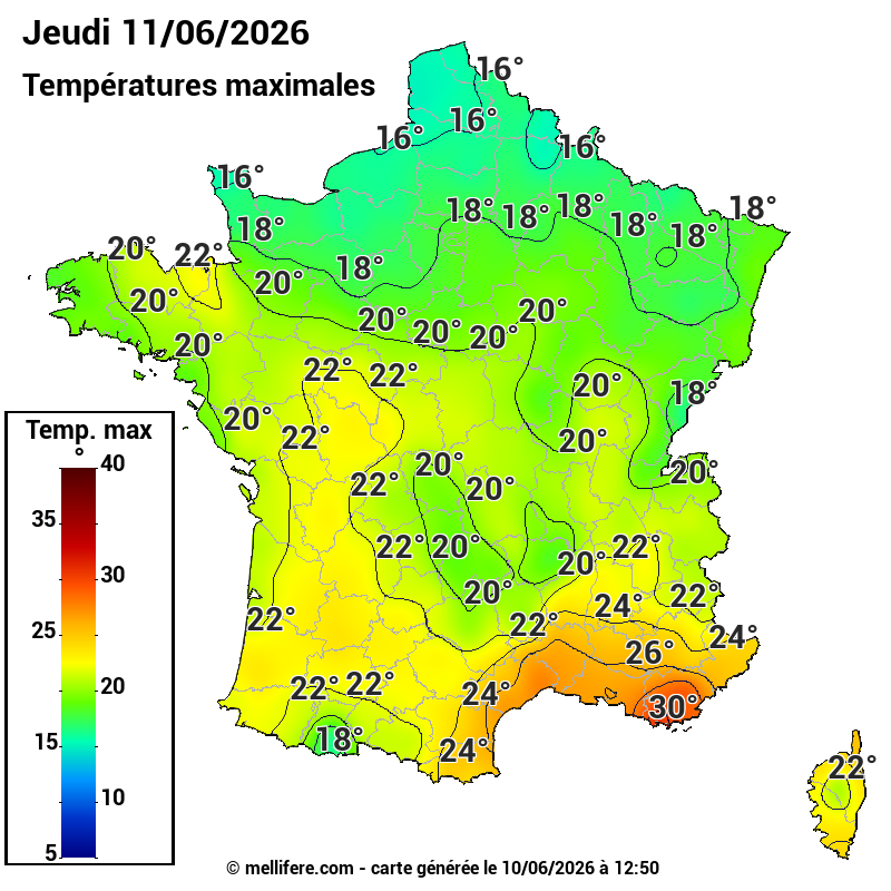 Prévision Températures maxi11/06