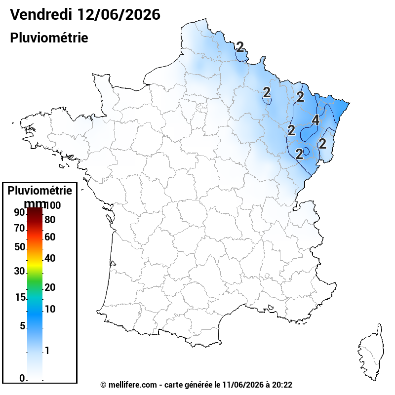 Prévision Pluviométrie 12/06