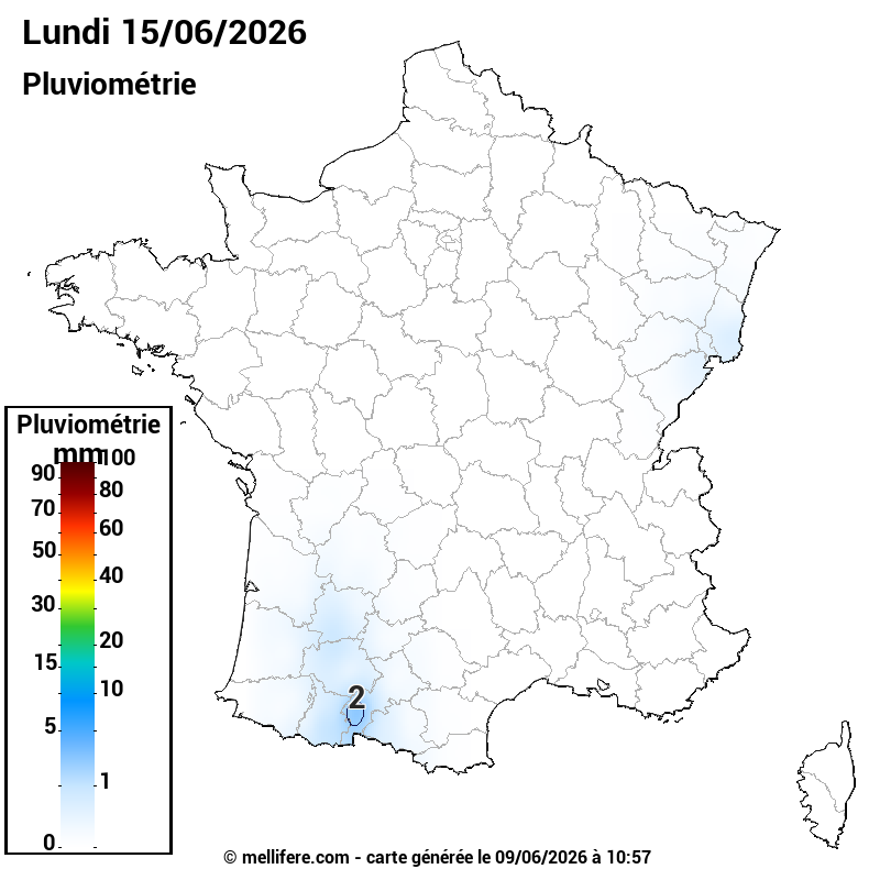 Prévision Pluviométrie 15/06