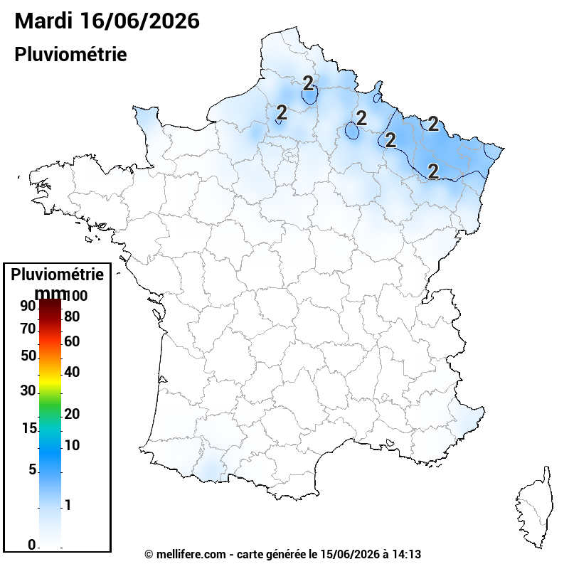 Prévision Pluviométrie 16/06
