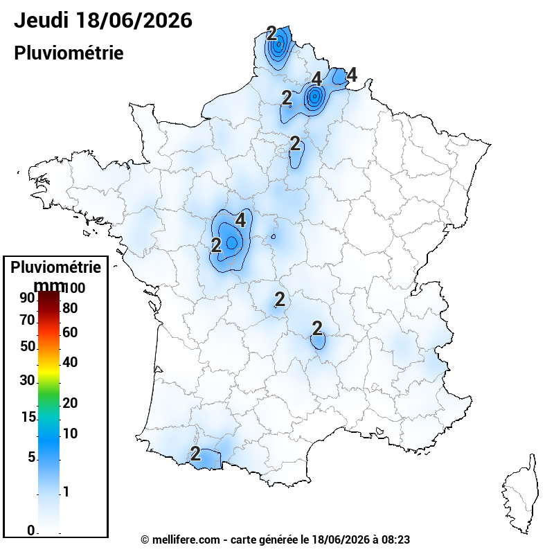 Prévision Pluviométrie 18/06