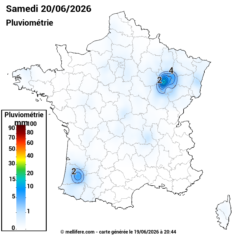Prévision Pluviométrie 20/06