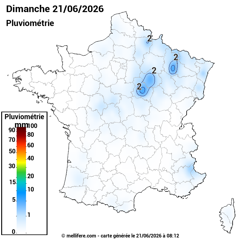 Prévision Pluviométrie 21/06