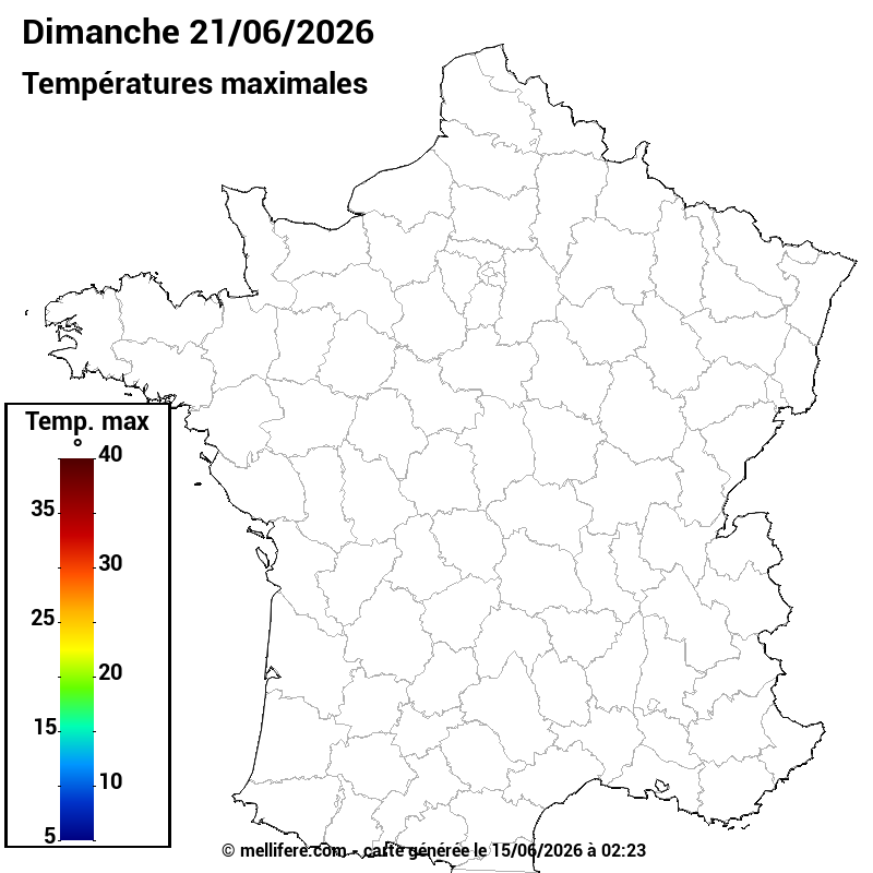 Prévision Températures maxi21/06