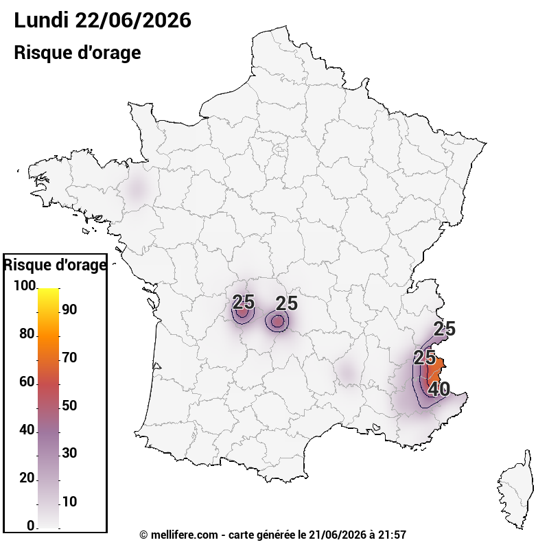 Prévision risques orage 22/06