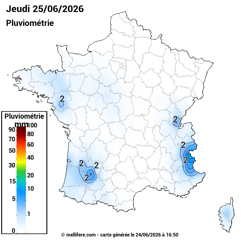 Prévision Pluviométrie 25/06