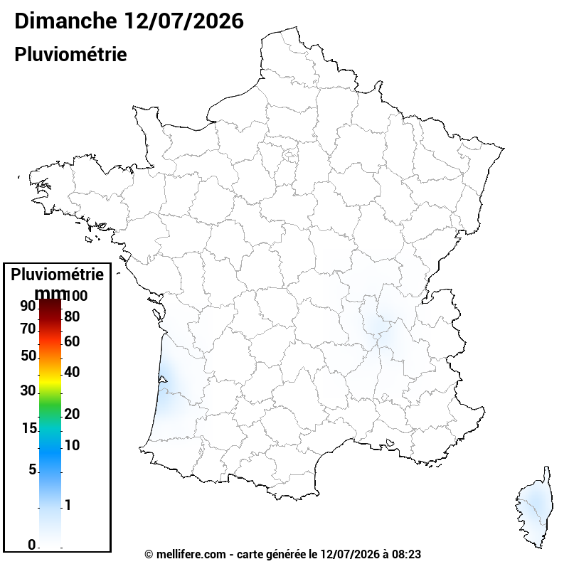 Prévision Pluviométrie 12/07