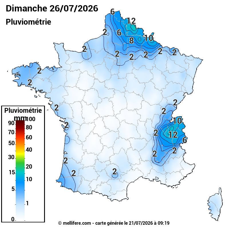 Prévision Pluviométrie 26/07