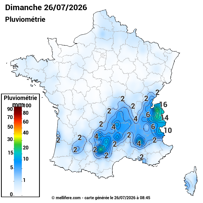 Prévision Pluviométrie 26/07