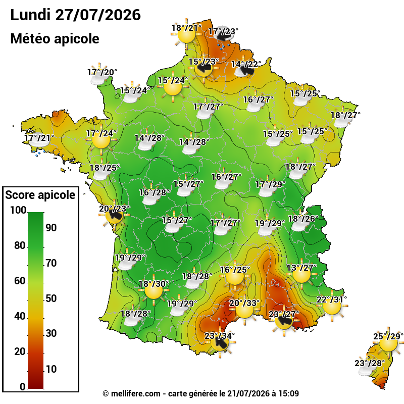 Carte des scores abeilles 27/07