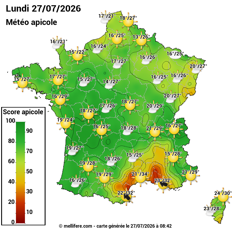 Carte des scores abeilles 27/07
