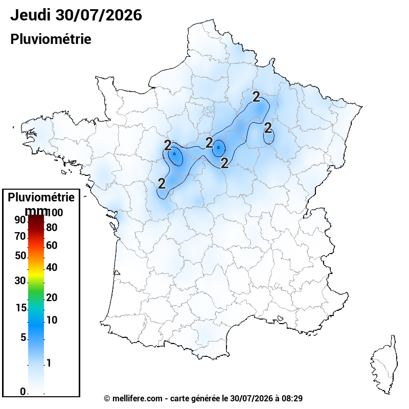 Prévision Pluviométrie 30/07