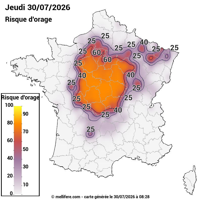Prévision risques orage 30/07