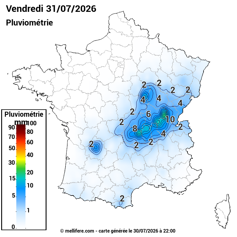 Prévision Pluviométrie 31/07