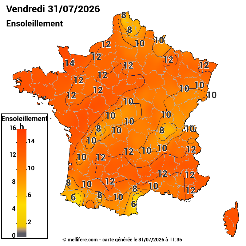 Prévision ensoleillement 31/07