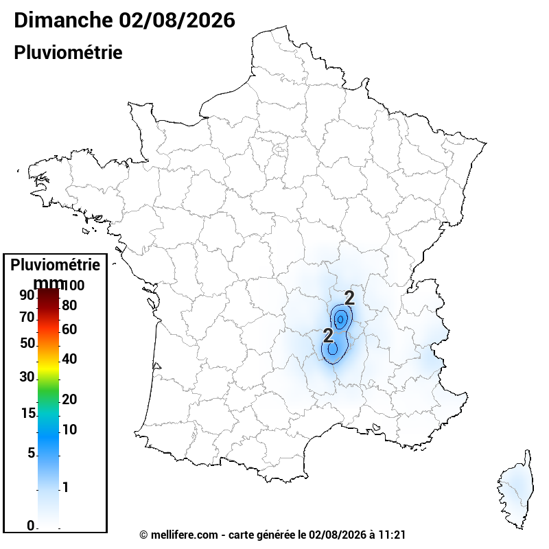 Prévision Pluviométrie 02/08