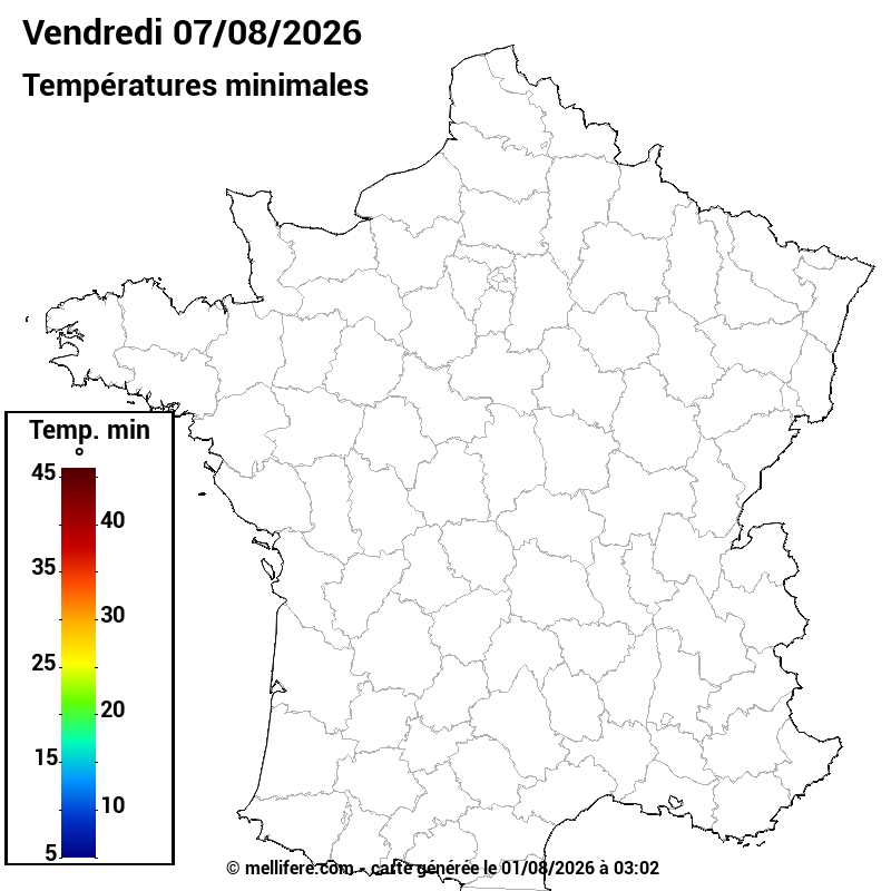 Prévision Températures mini 07/08