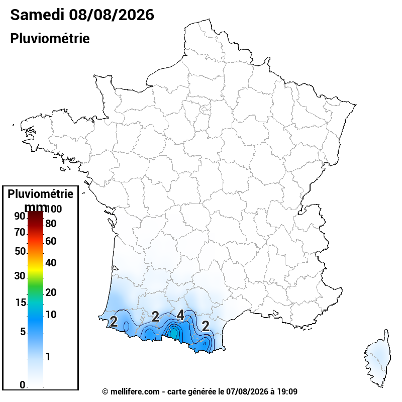 Prévision Pluviométrie 08/08