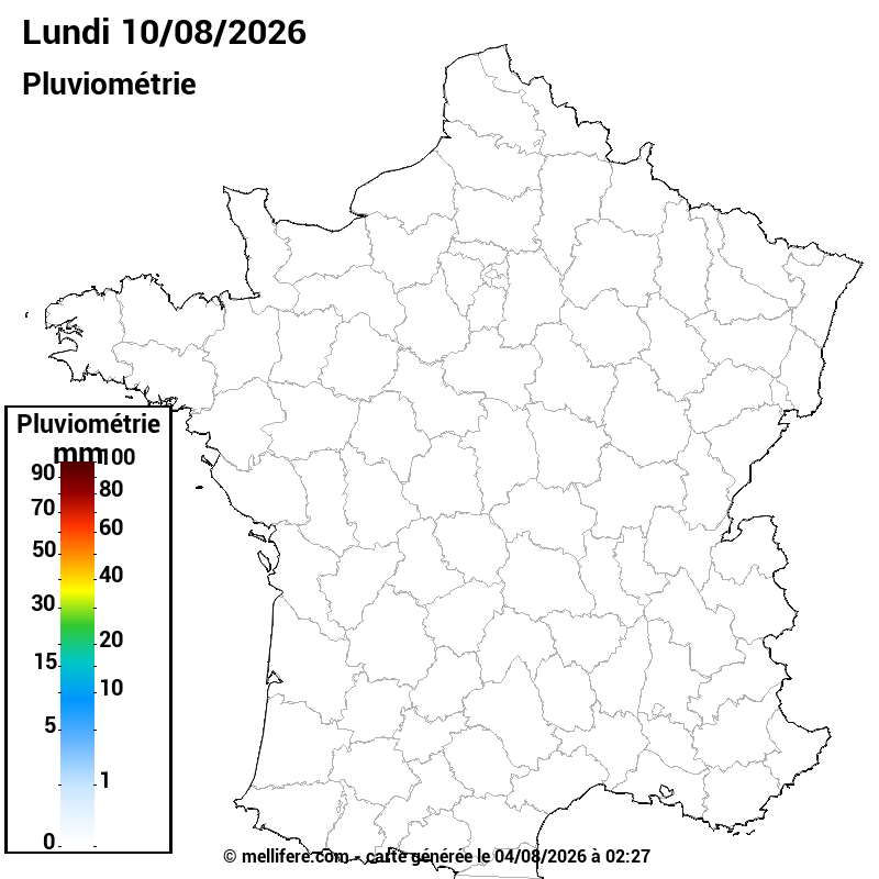 Prévision Pluviométrie 10/08