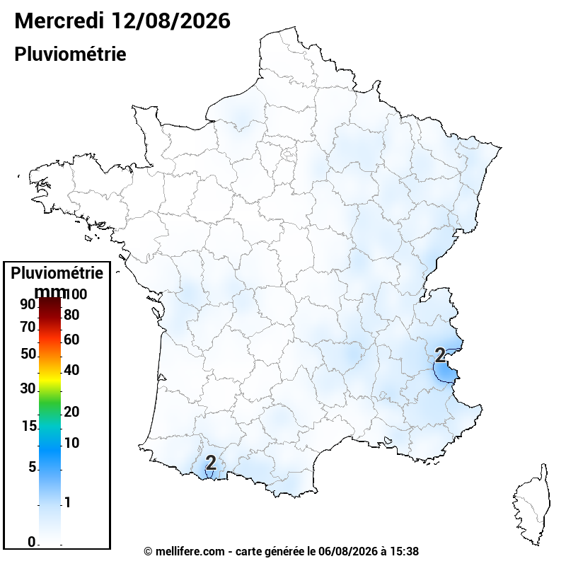 Prévision Pluviométrie 12/08
