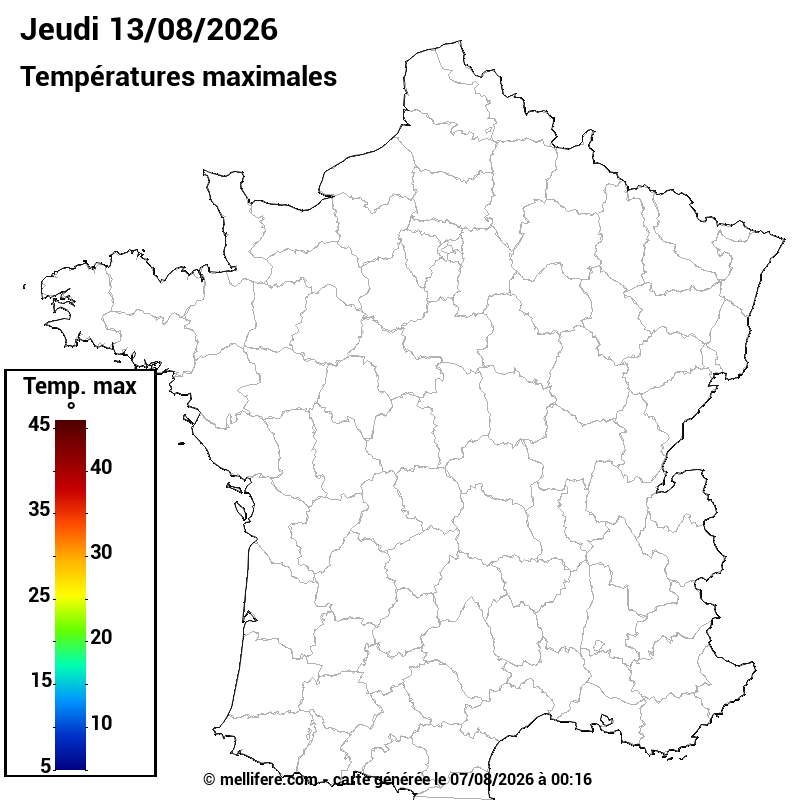 Prévision Températures maxi13/08