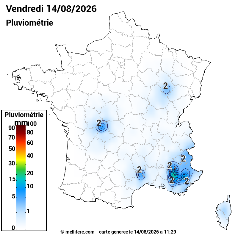 Prévision Pluviométrie 14/08