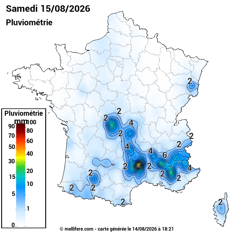 Prévision Pluviométrie 15/08