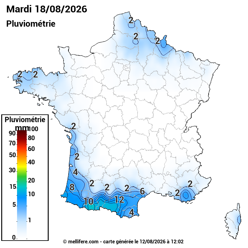 Prévision Pluviométrie 18/08
