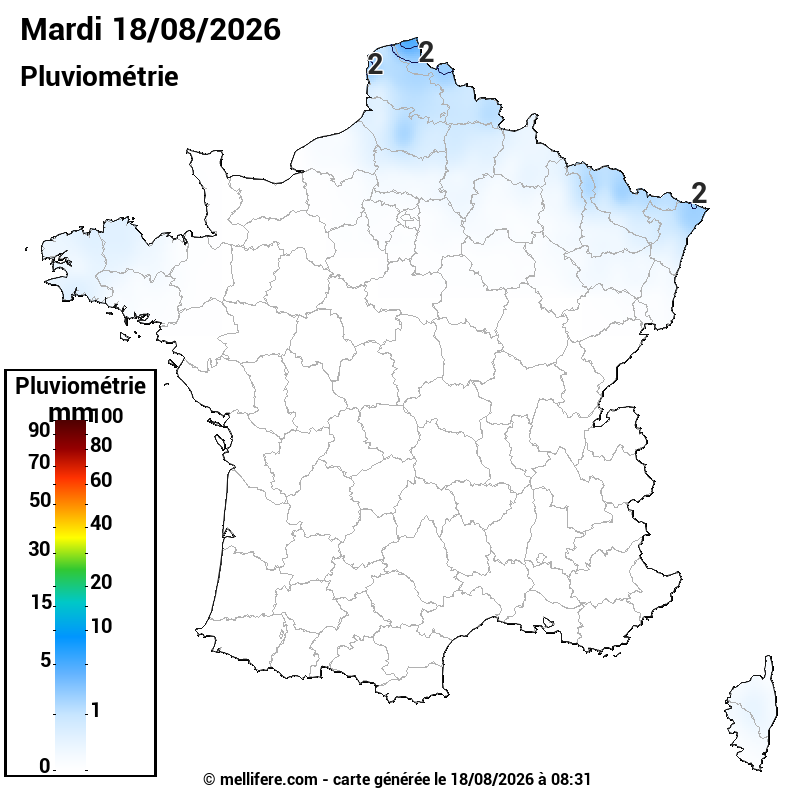 Prévision Pluviométrie 18/08
