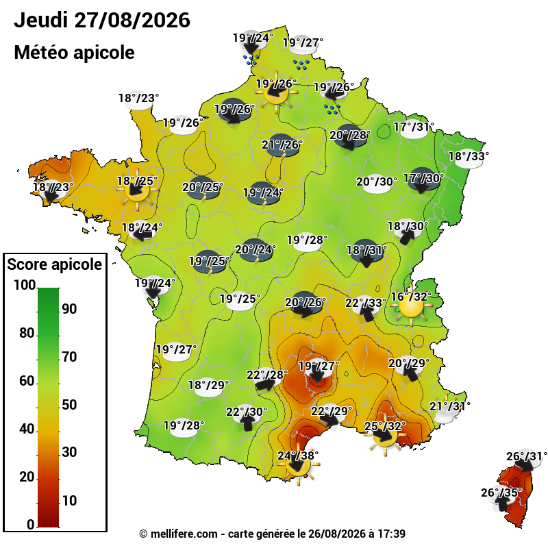 Carte des scores abeilles 27/08