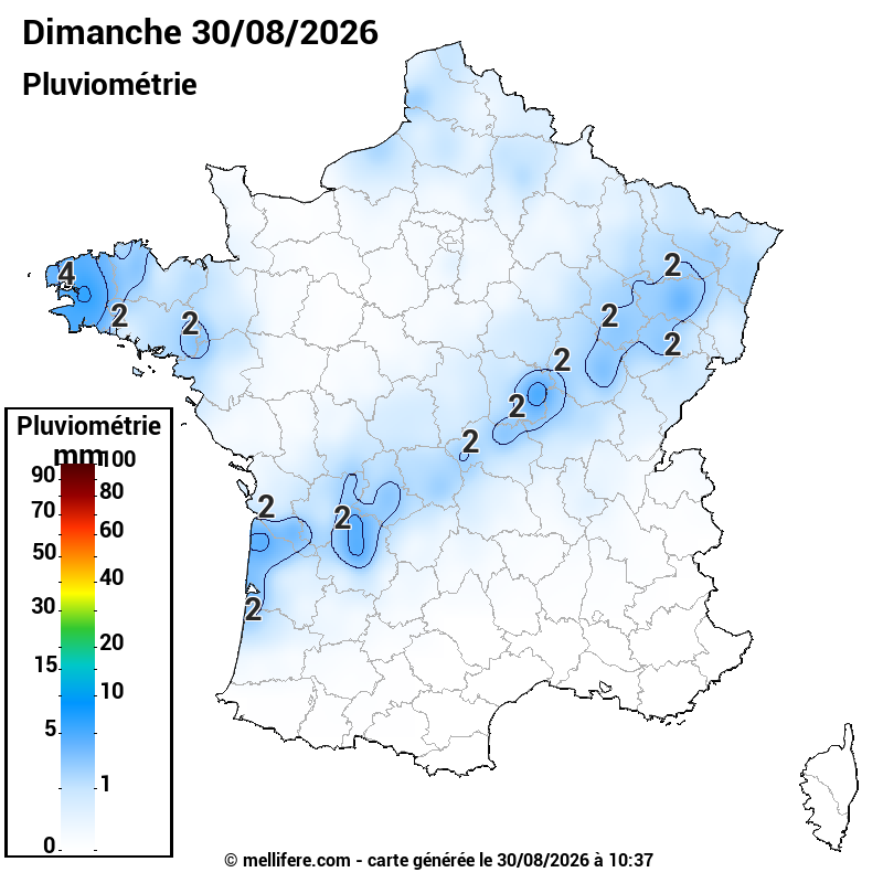 Prévision Pluviométrie 30/08