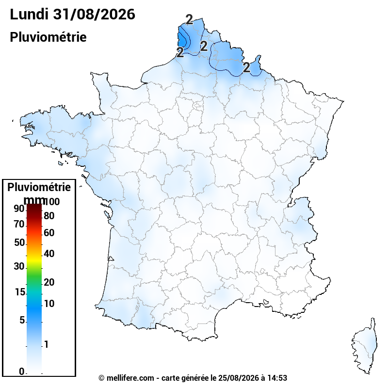 Prévision Pluviométrie 31/08