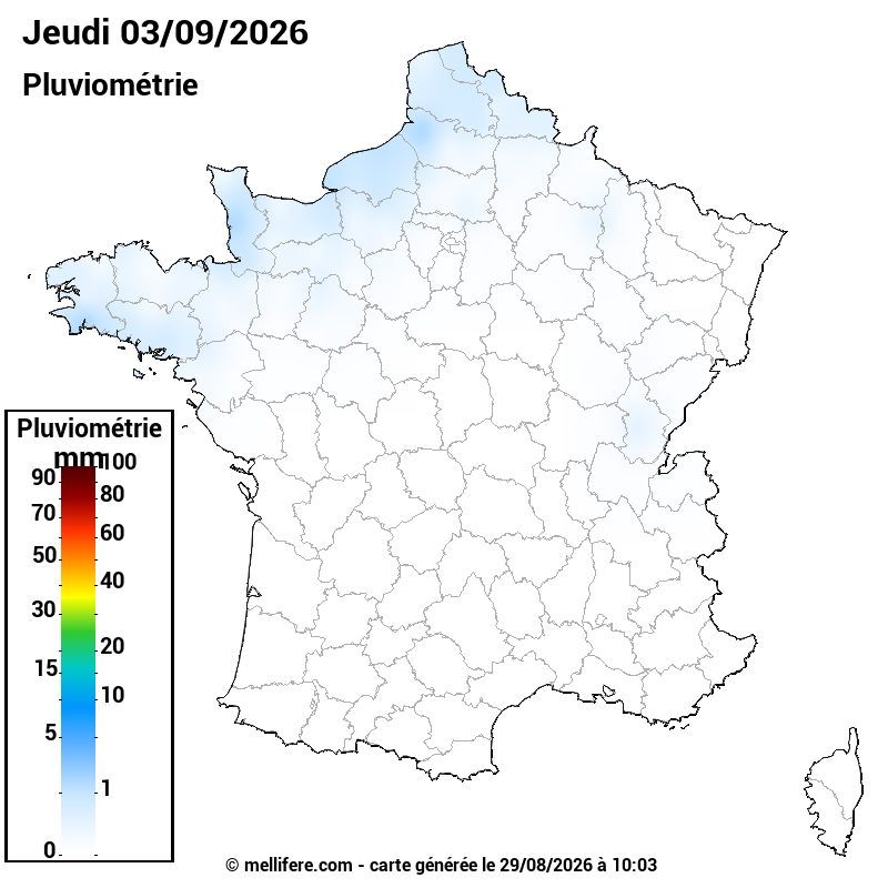 Prévision Pluviométrie 03/09