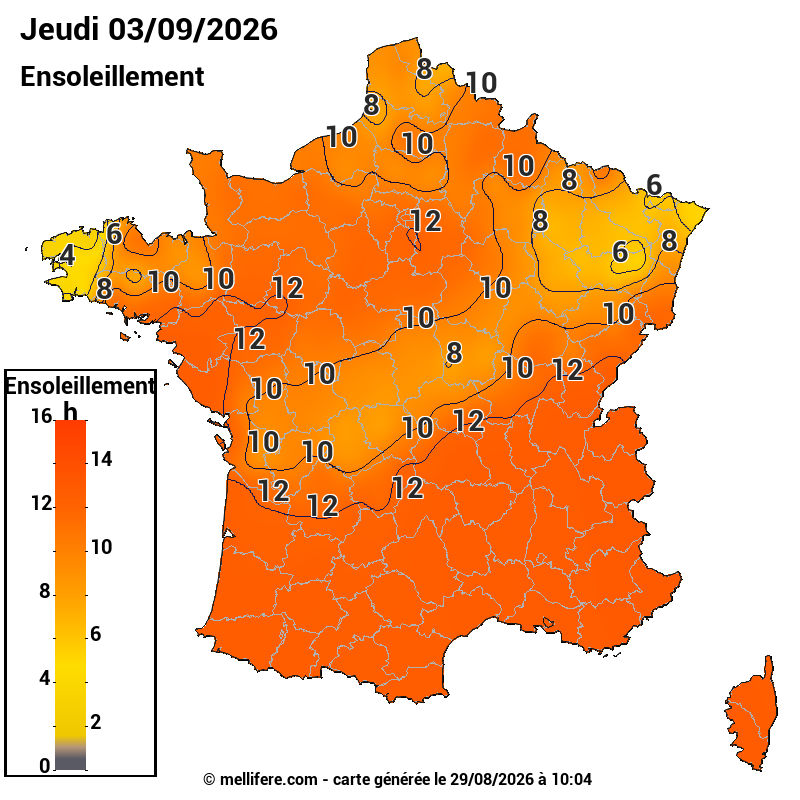 Prévision ensoleillement 29/08